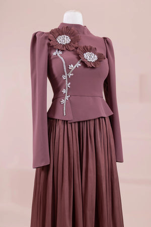 Elya Tesettür Abiye - FioraofDress - tesettur - abiye - bery burgundy - 38 - hijab - evening - dress