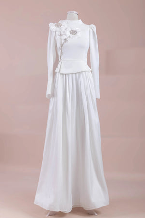 Elya Tesettür Abiye - FioraofDress - tesettur - abiye - Beyaz - 38 - hijab - evening - dress