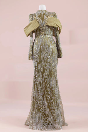 Empress Tesettür Abiye - FioraofDress - tesettur - abiye - YAĞ YEŞİLİ - 36 - hijab - evening - dress