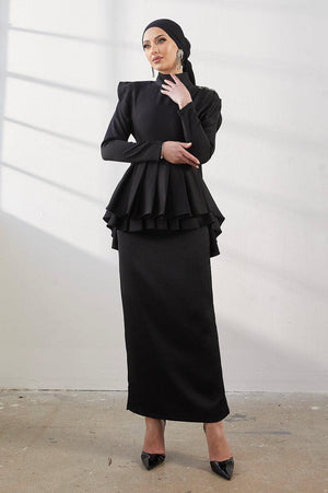 Esila Siyah Taşlı Tesettür Abiye - FioraofDress - tesettur - abiye - 42 - hijab - evening - dress