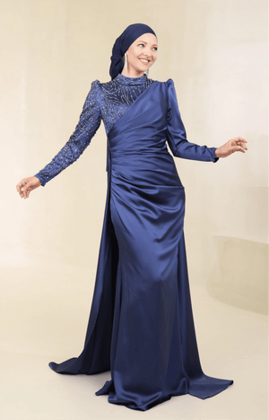 Ester Tesettür Abiye - FioraofDress - tesettur - abiye - 44 - İndigo - hijab - evening - dress