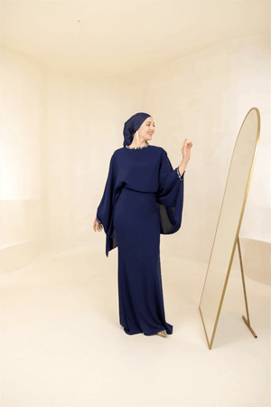 Eveline Tesettür Abiye - FioraofDress - tesettur - abiye - 44 - lacivert - hijab - evening - dress