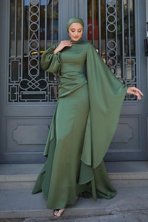 Eyşan Tesettür Abiye - FioraofDress - tesettur - abiye - haki - 36 - hijab - evening - dress