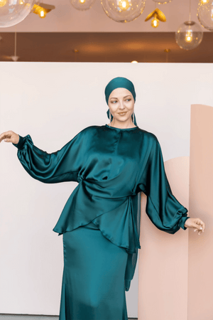 Felicita Tesettür Abiye - FioraofDress - tesettur - abiye - 44 - Yağı Yeşil - hijab - evening - dress