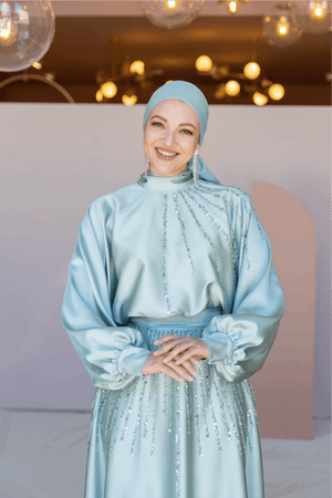 Fiona Tesettür Takım - FioraofDress - tesettur - abiye - 44 - Su Yeşili - hijab - evening - dress