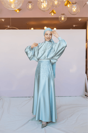 Fiona Tesettür Takım - FioraofDress - tesettur - abiye - 44 - Su Yeşili - hijab - evening - dress