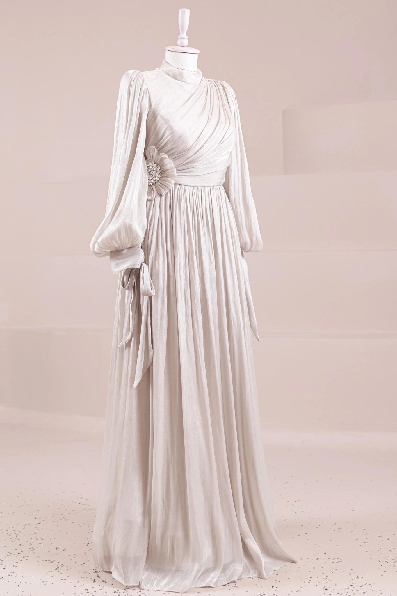 Flora Tesettür Abiye - FioraofDress - tesettur - abiye - BEJ - 38 - hijab - evening - dress