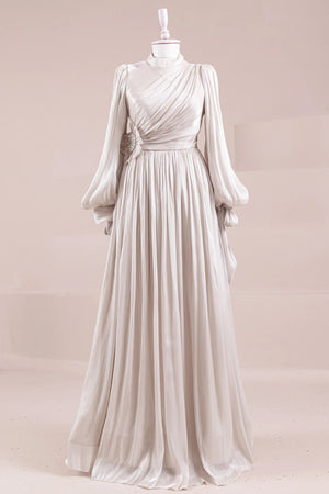 Flora Tesettür Abiye - FioraofDress - tesettur - abiye - BEJ - 38 - hijab - evening - dress