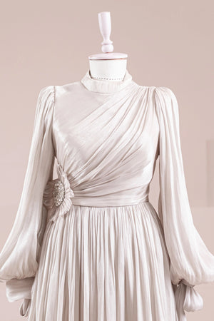 Flora Tesettür Abiye - FioraofDress - tesettur - abiye - BEJ - 38 - hijab - evening - dress