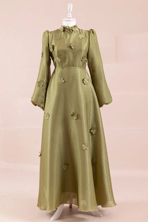 Flowers Tesettür Abiye - FioraofDress - tesettur - abiye - Yeşil - 36 - hijab - evening - dress