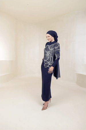 Gaia Tesettür Abiye - FioraofDress - tesettur - abiye - 48 - lacivert - hijab - evening - dress