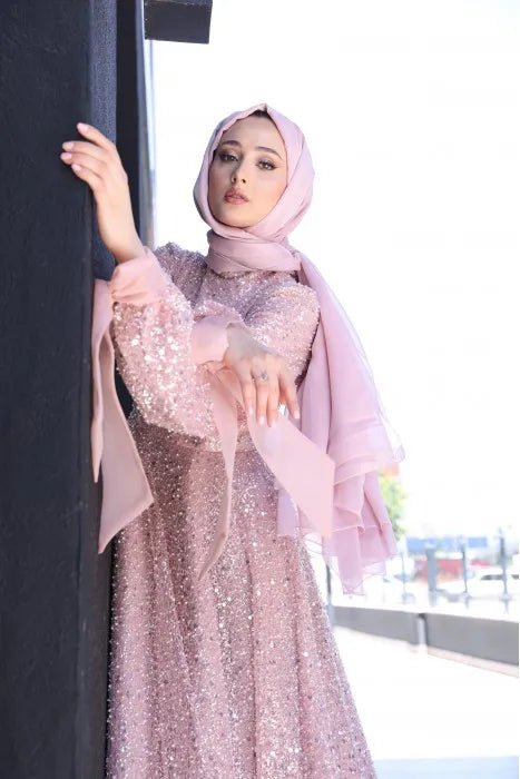 Gelincik Tesettür Abiye - FioraofDress - tesettur - abiye - 48 - PEMBE - hijab - evening - dress