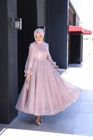 Gelincik Tesettür Abiye - FioraofDress - tesettur - abiye - 48 - PEMBE - hijab - evening - dress