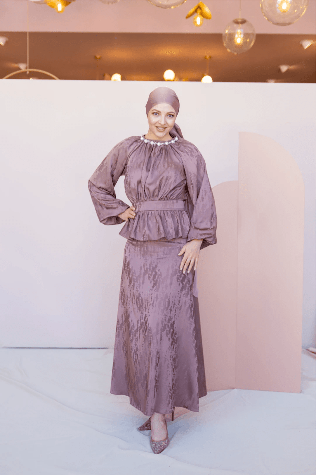 Grazia Tesettür Takım - FioraofDress - tesettur - abiye - 44 - Pudra - hijab - evening - dress