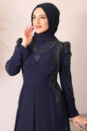 Güneş Tulum Abiye - FioraofDress - tesettur - abiye - lacivert - 48 - hijab - evening - dress