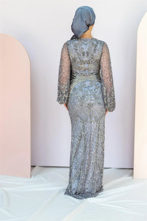 Handmade Embroidered AH1020 - FioraofDress - tesettur - abiye - 48 - hijab - evening - dress