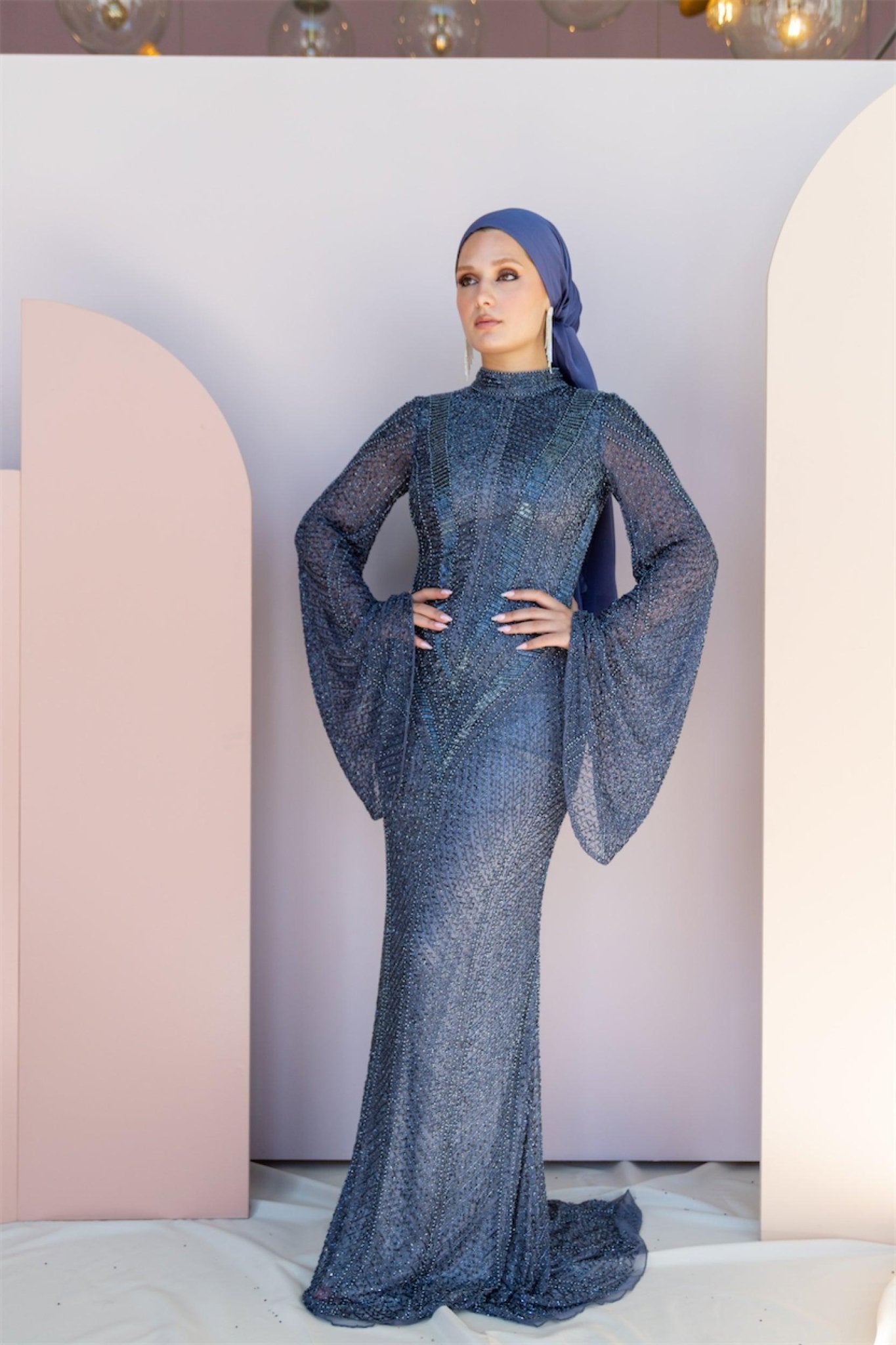 Handmade Embroidered AH1025 - FioraofDress - tesettur - abiye - 48 - hijab - evening - dress