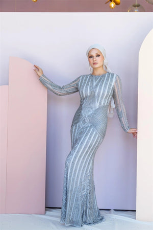 Handmade Embroidered AH1027 - FioraofDress - tesettur - abiye - 48 - hijab - evening - dress