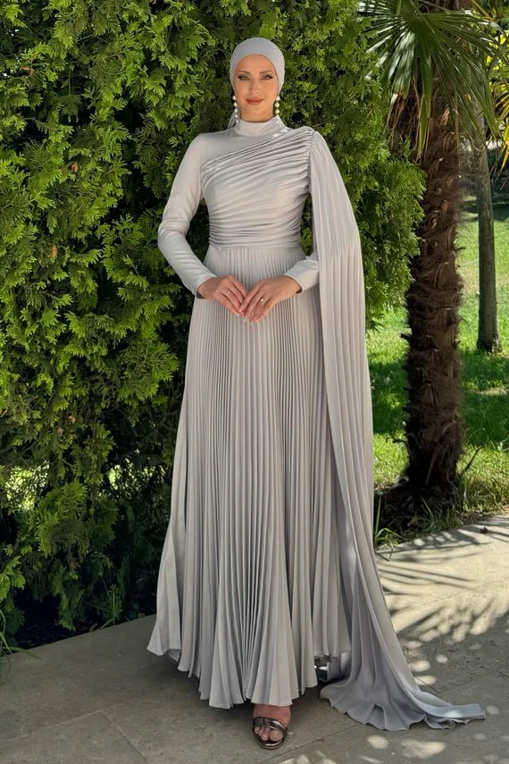 Hesna Tesettür Abiye - FioraofDress - tesettur - abiye - 44 - GRİ - hijab - evening - dress