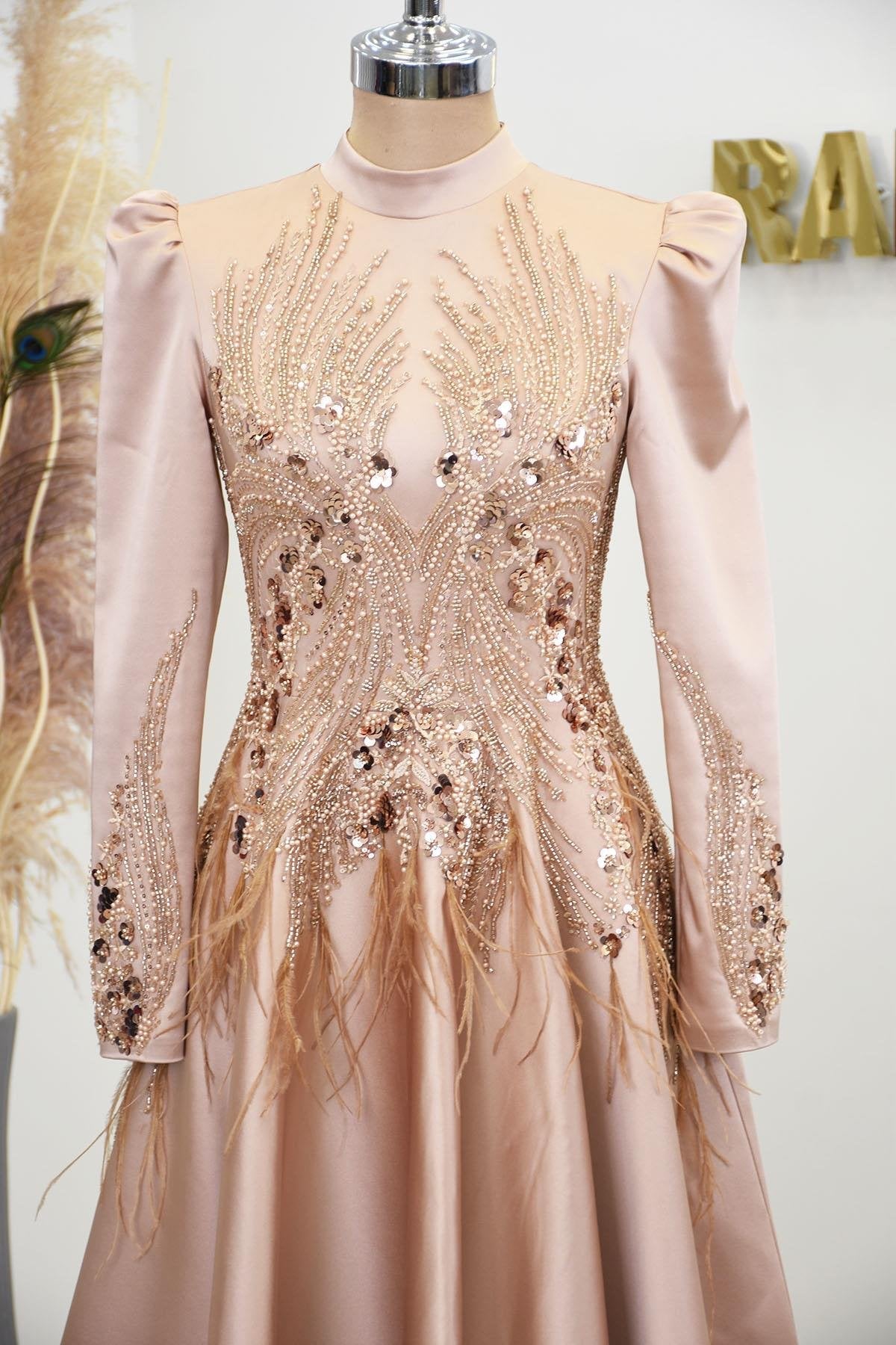 Holly Tesettür Abiye - FioraofDress - tesettur - abiye - rose - 38 - hijab - evening - dress