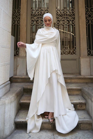 Hümeyra Tesettür Abiye - FioraofDress - tesettur - abiye - Ekru - 36 - hijab - evening - dress