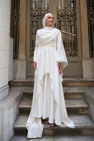 Hümeyra Tesettür Abiye - FioraofDress - tesettur - abiye - Ekru - 36 - hijab - evening - dress