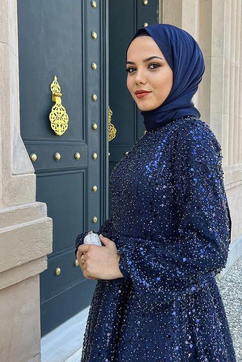 İnci Lacivert Tesettür Abiye - FioraofDress - tesettur - abiye - 48 - LACİVERT - hijab - evening - dress