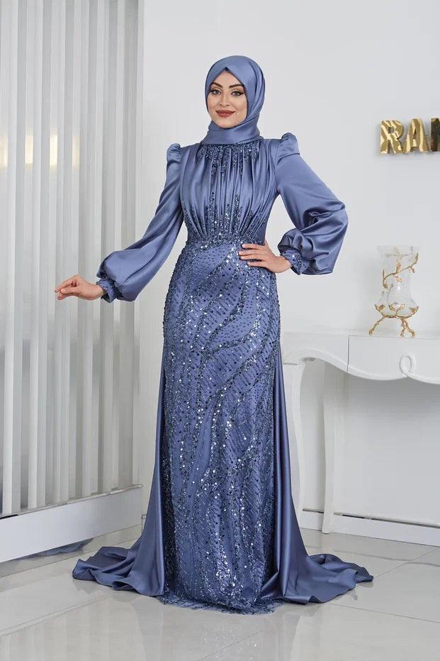 İncila Tesettür Abiye - FioraofDress - tesettur - abiye - 48 - indigo - hijab - evening - dress