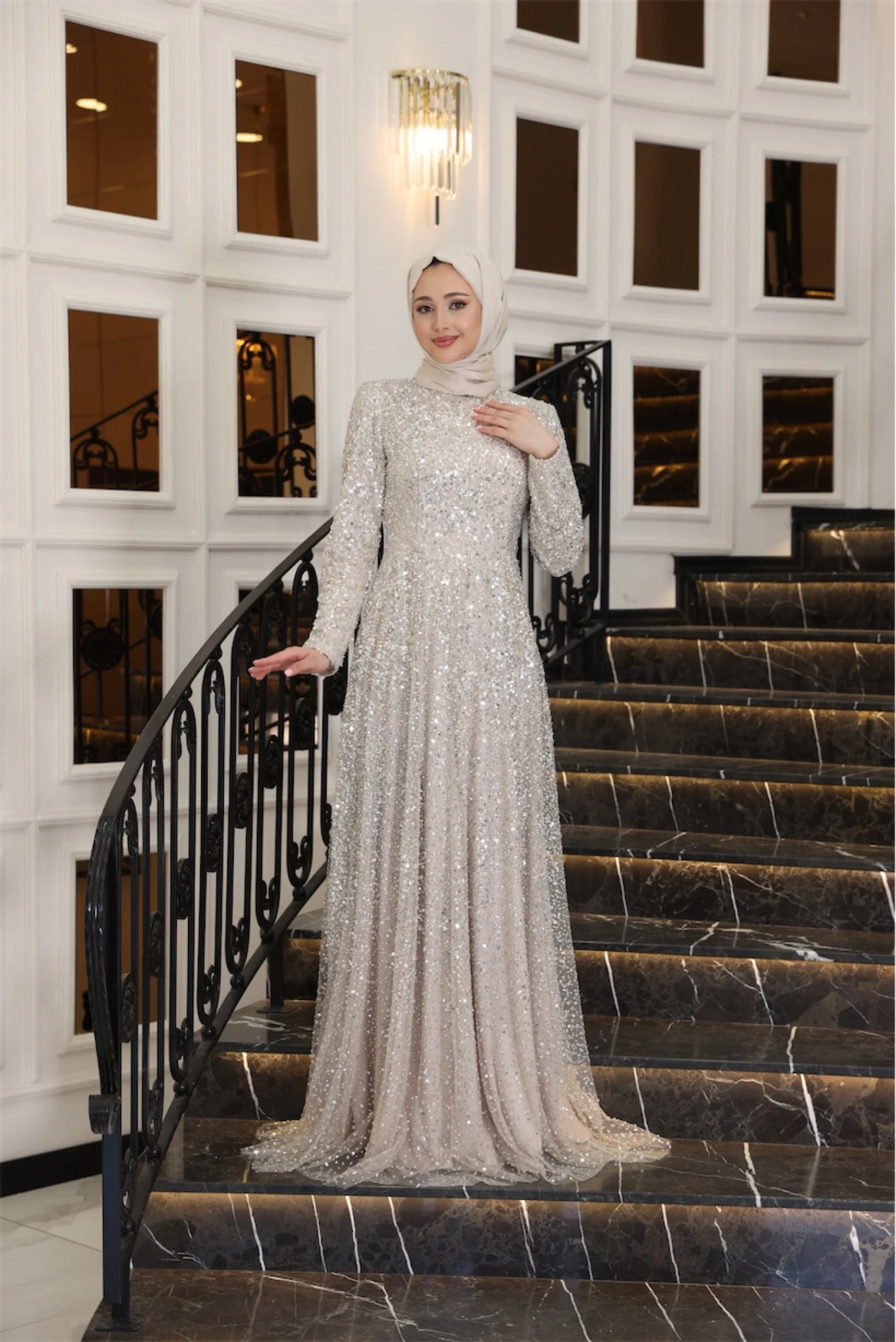 Işıltı Tesettür Abiye - FioraofDress - tesettur - abiye - 38 - BEJ - hijab - evening - dress
