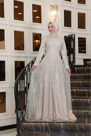 Işıltı Tesettür Abiye - FioraofDress - tesettur - abiye - 38 - BEJ - hijab - evening - dress
