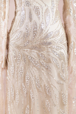 Kol Pelerin Tesettür Abiye - FioraofDress - tesettur - abiye - krem - 38 - hijab - evening - dress