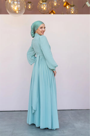 Kuğu Tesettür Abiye - FioraofDress - tesettur - abiye - 36 - mint - hijab - evening - dress