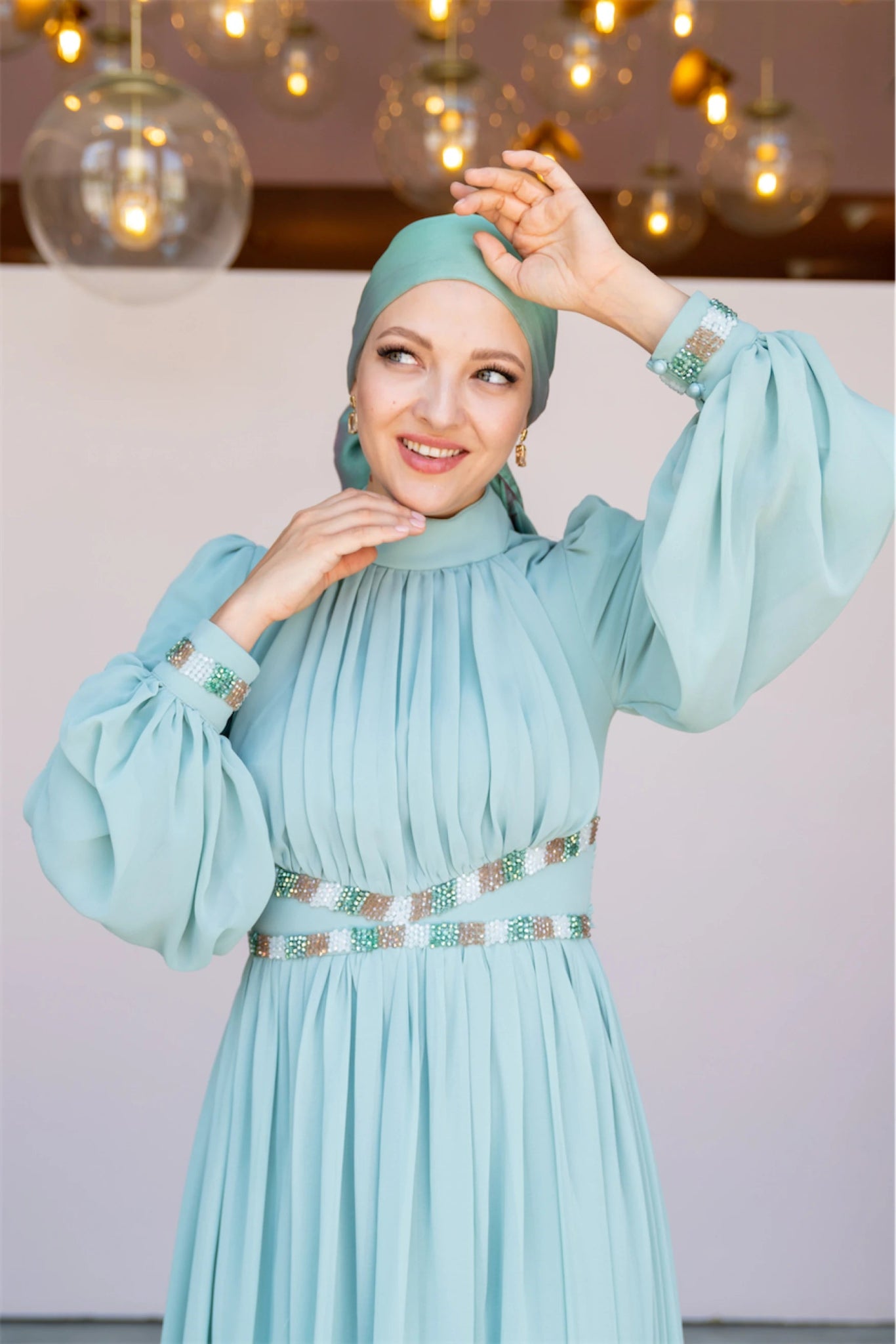 Kuğu Tesettür Abiye - FioraofDress - tesettur - abiye - 36 - mint - hijab - evening - dress