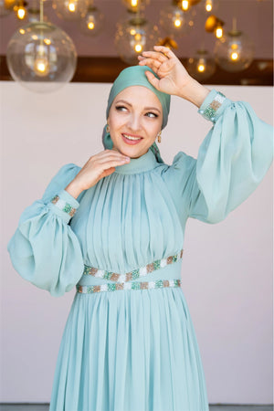 Kuğu Tesettür Abiye - FioraofDress - tesettur - abiye - 36 - mint - hijab - evening - dress