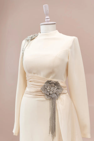 Laya Tesettür Abiye - FioraofDress - tesettur - abiye - krem - 38 - hijab - evening - dress