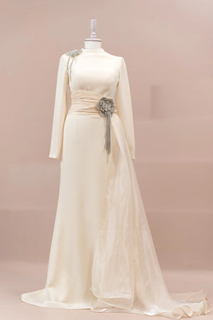 Laya Tesettür Abiye - FioraofDress - tesettur - abiye - krem - 38 - hijab - evening - dress