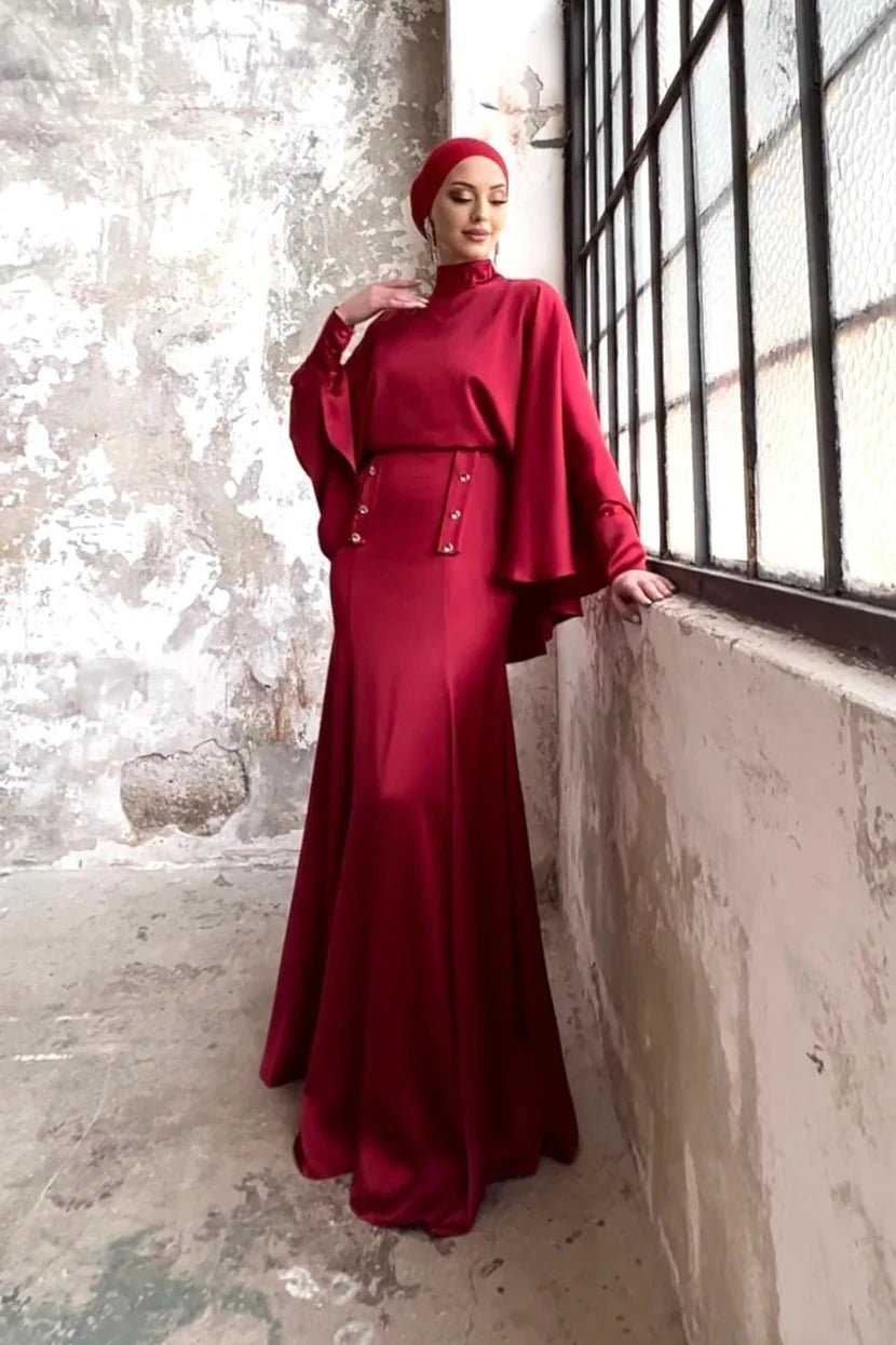 Leydi Tesettür Abiye - FioraofDress - tesettur - abiye - 42 - KIRMIZI - hijab - evening - dress