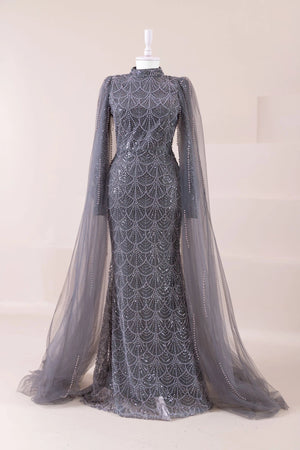Leydi Tesettür Abiye - FioraofDress - tesettur - abiye - Antrasit - 36 - hijab - evening - dress