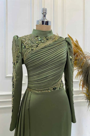 Leyla Tesettür Abiye - FioraofDress - tesettur - abiye - haki - 38 - hijab - evening - dress