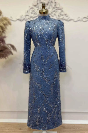 Lina Tesettür Abiye İndigo - FioraofDress - tesettur - abiye - 48 - hijab - evening - dress