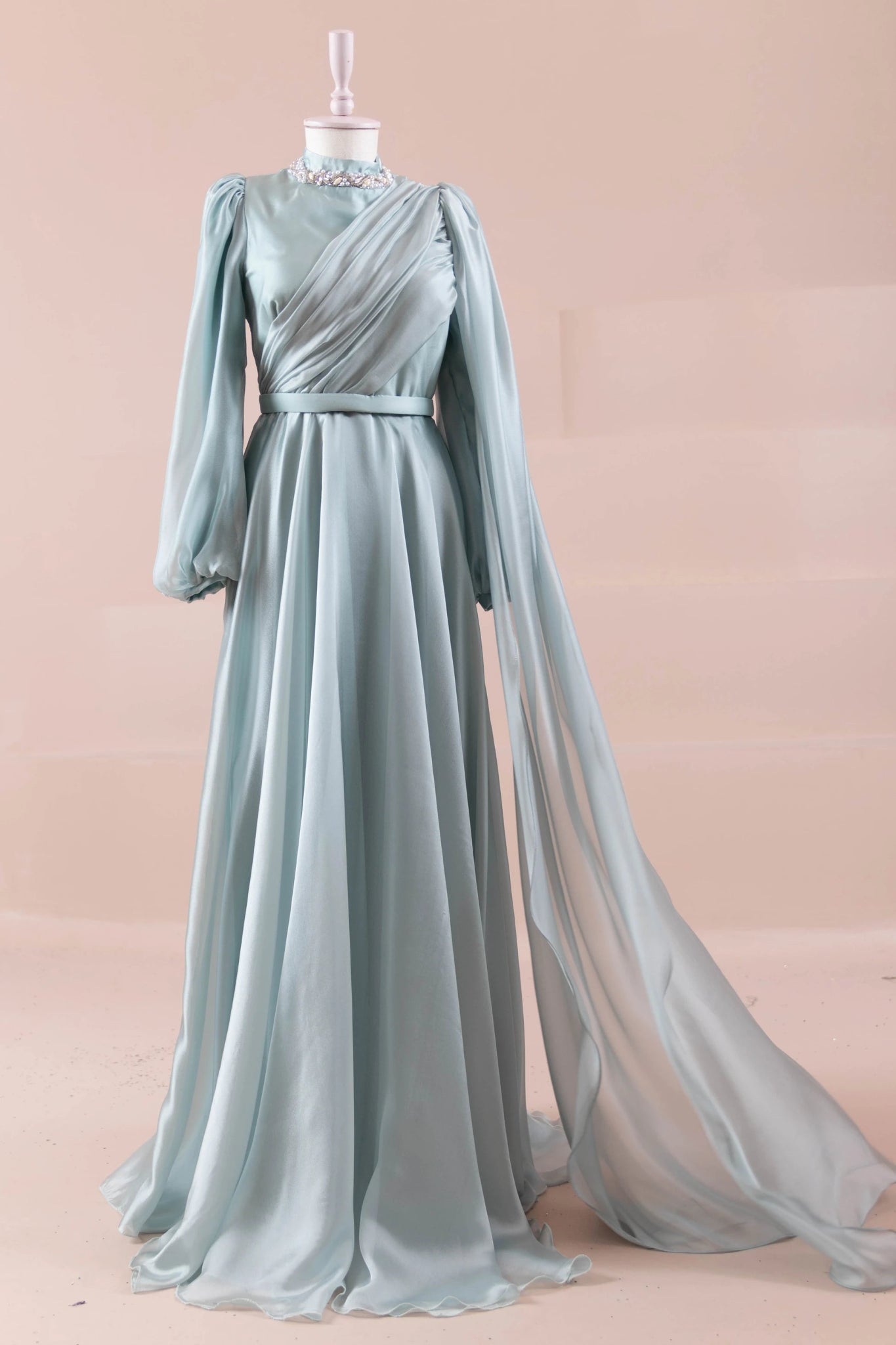 Liora Tesettür Abiye - FioraofDress - tesettur - abiye - mint - 38 - hijab - evening - dress