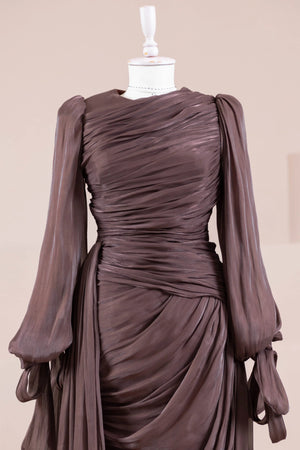 Lotus Tesettür Abiye - FioraofDress - tesettur - abiye - Mocha - 38 - hijab - evening - dress