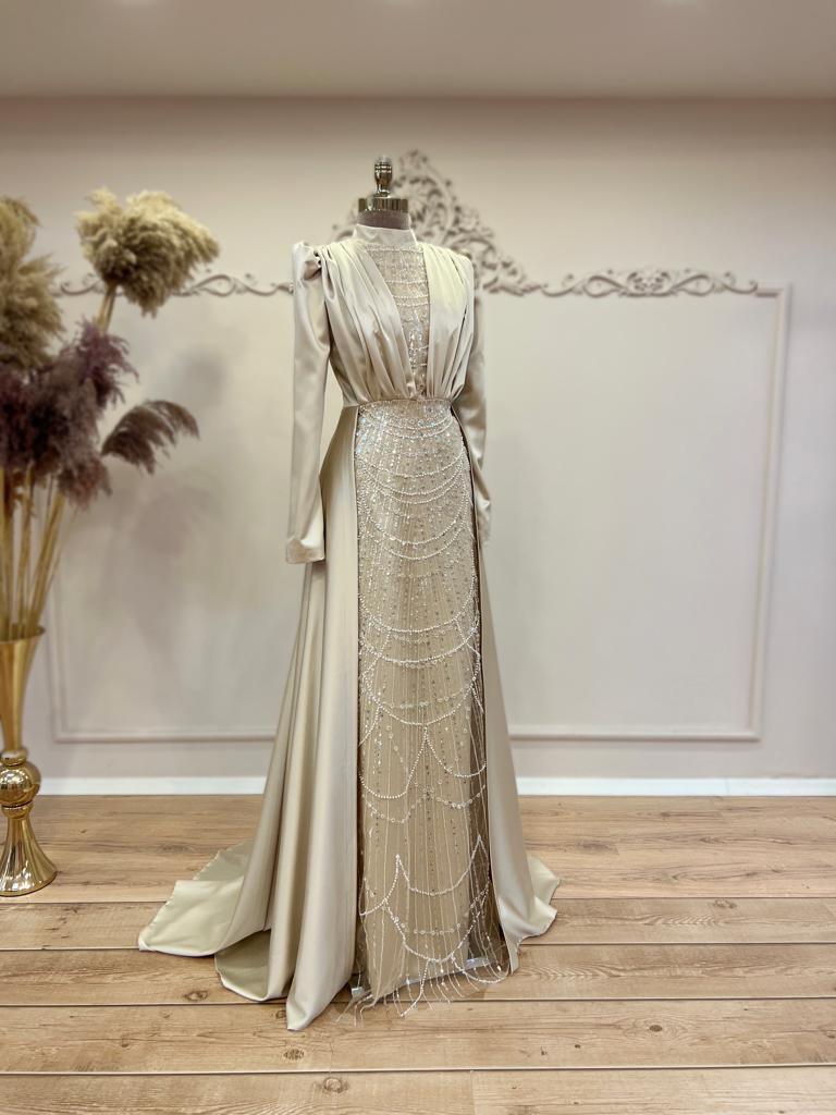 Mathilda Tesettür Abiye - Gold - FioraofDress - tesettur - abiye - 48 - GOLD - hijab - evening - dress