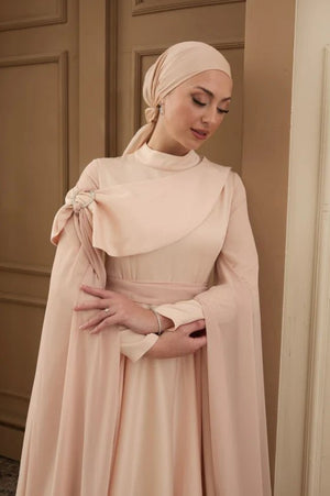 Melisa Taşlı Tesettür Abiye - FioraofDress - tesettur - abiye - 36 - Pudra - hijab - evening - dress