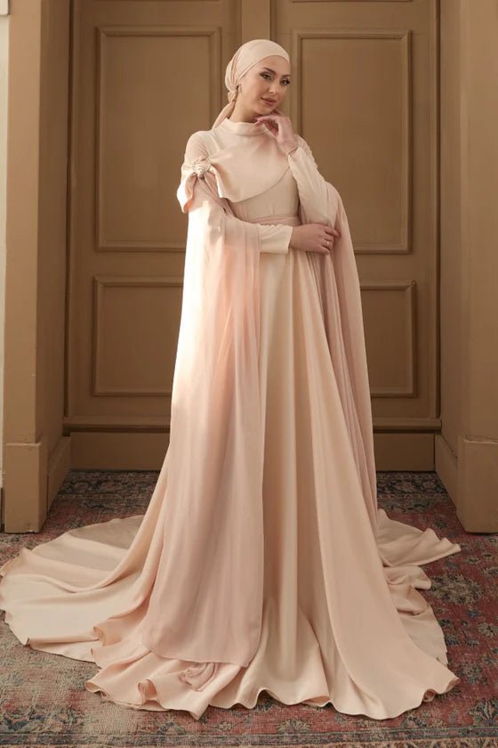 Melisa Taşlı Tesettür Abiye - FioraofDress - tesettur - abiye - 36 - Pudra - hijab - evening - dress