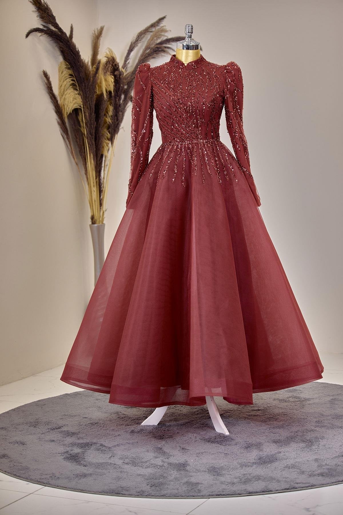 Mila Abiye Tesettür - FioraofDress - tesettur - abiye - BORDO - 38 - hijab - evening - dress