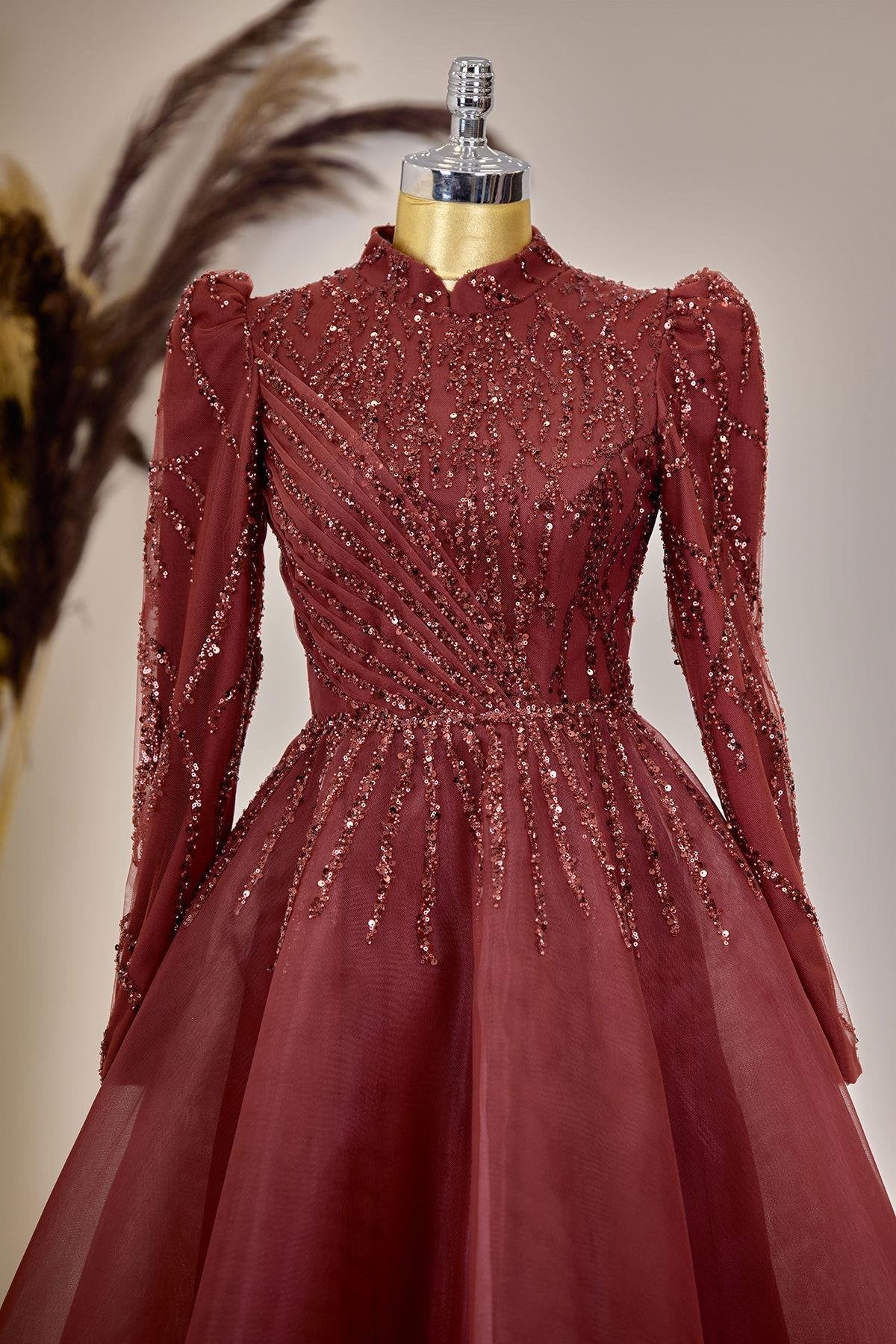 Mila Abiye Tesettür - FioraofDress - tesettur - abiye - BORDO - 38 - hijab - evening - dress