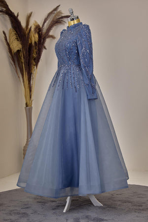 Mila Abiye Tesettür - FioraofDress - tesettur - abiye - indigo - 38 - hijab - evening - dress