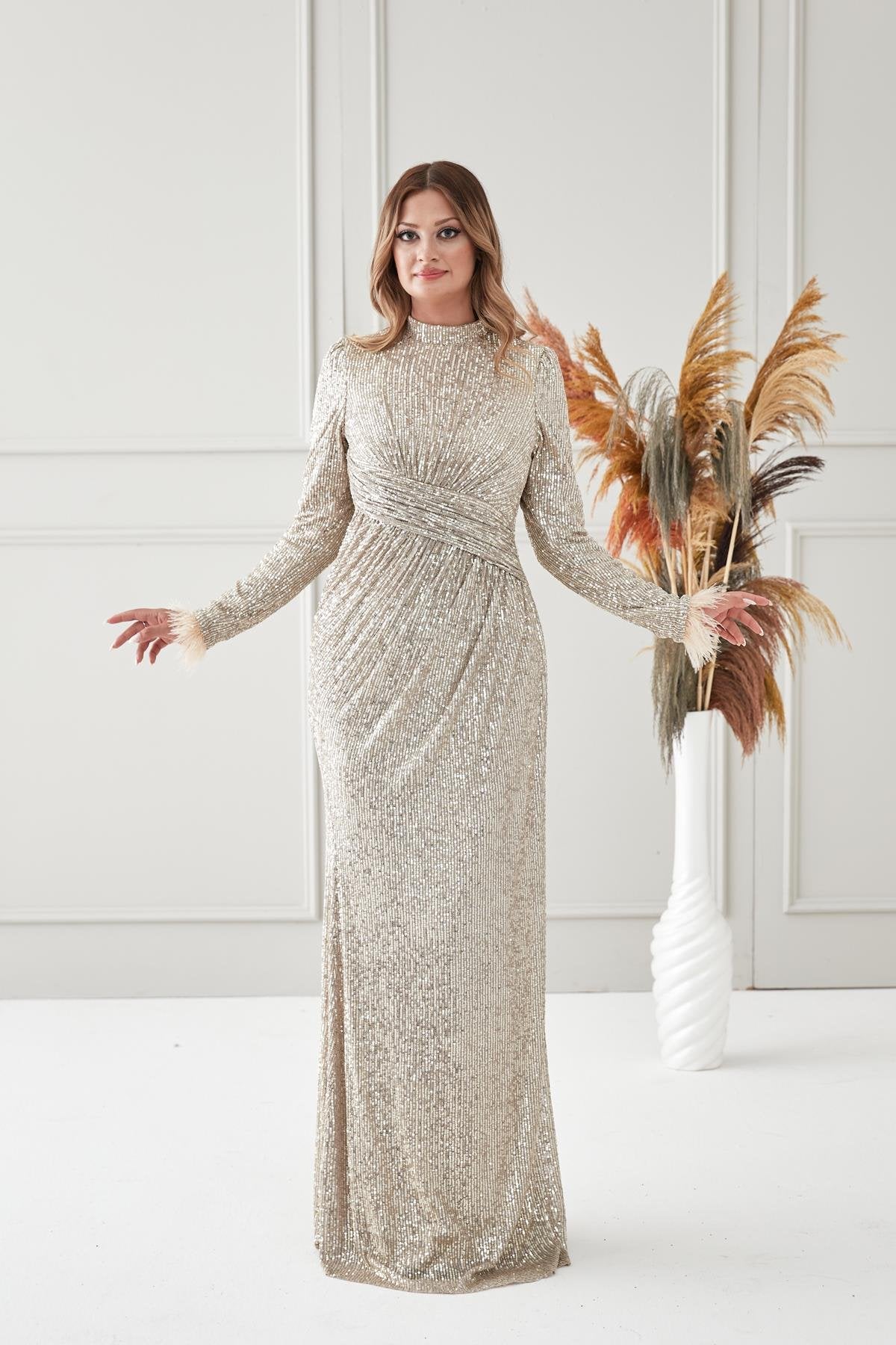 Milena Tesettür Abiye - FioraofDress - tesettur - abiye - bejj - 38 - hijab - evening - dress