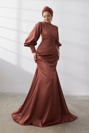 Minel Tesettür Abiye - FioraofDress - tesettur - abiye - 42 - KİREMİT - hijab - evening - dress